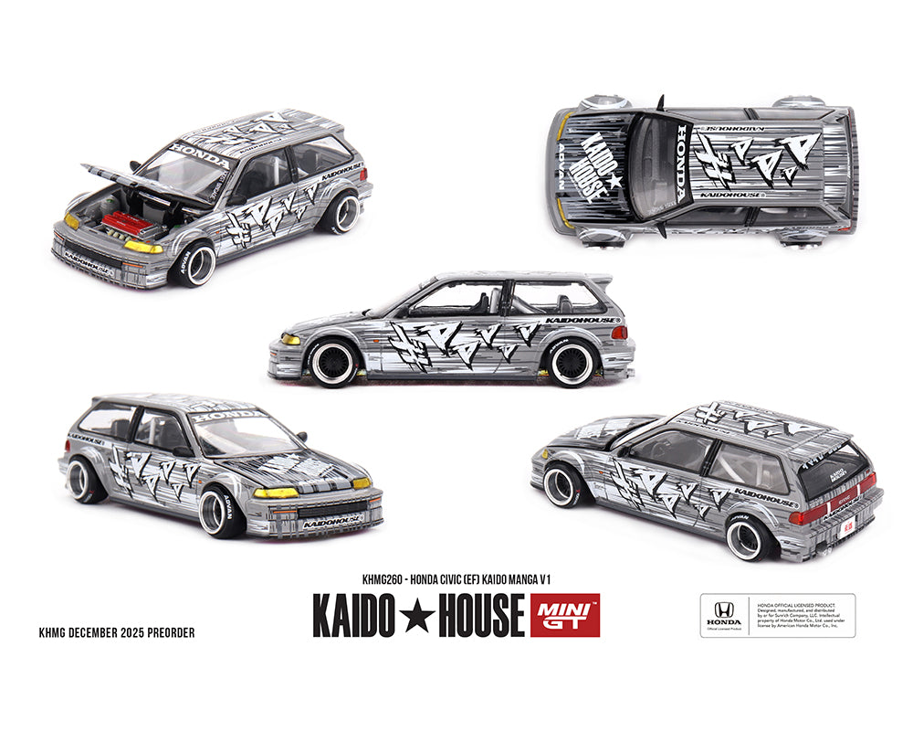 Honda Civic (EF) Kaido Manga V1 – Silver - Kaido House x Mini GT 1:64