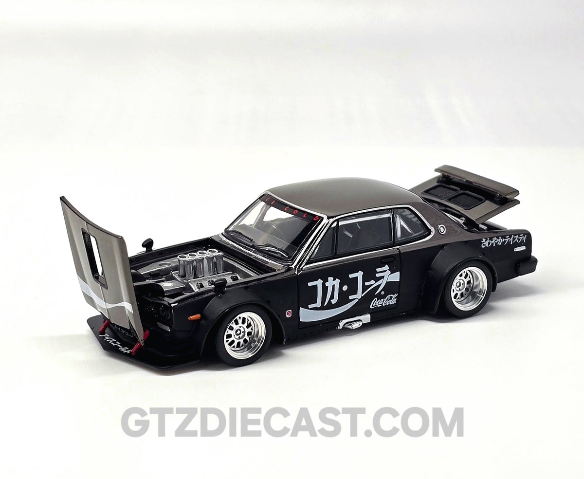 POPRACE 1/64 SKYLINE GT-R DRIFT (HAKOSUKA) - COCA COLA ZERO JP BLACK CHROME PR640161