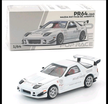 POPRACE PR64-260 MAZDA RX7 FC3S RE-AMEMIYA WHITE 1/64 POP RACE RX-7