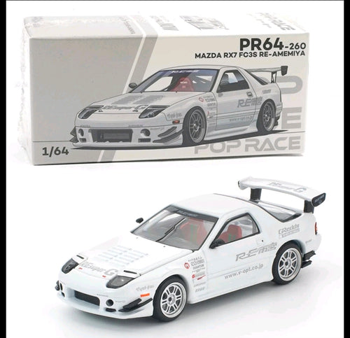 POPRACE PR64-260 MAZDA RX7 FC3S RE-AMEMIYA WHITE 1/64 POP RACE RX-7