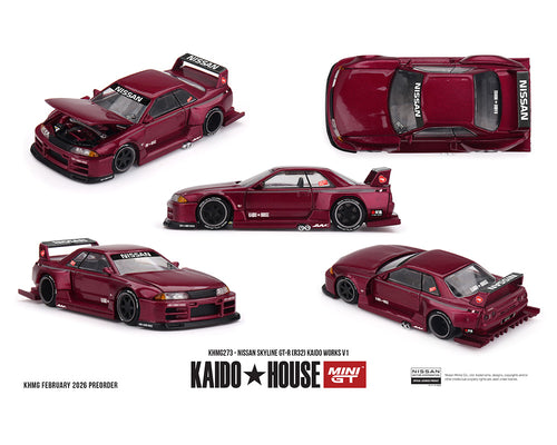 (Preorder) Kaido House x Mini GT 1:64 Nissan Skyline GT-R (R32) Kaido Works V1 - Burgundy Red