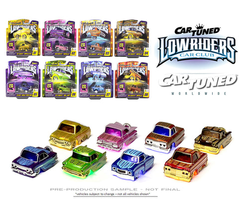 CarTuned 1:64 Lowriders SHOW GLOW Series 1 Assortment of 8 Styles 2025 – L.E.D. Light Up Chassis