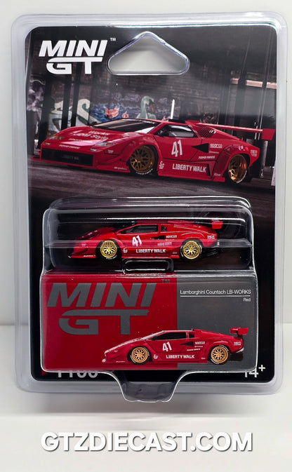 Mini GT #1100 1:64 Lamborghini Countach LB-WORKS – Red