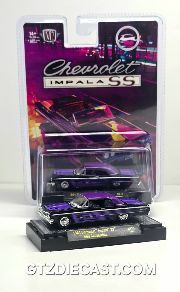 M2 Machines 1:64 1964 Chevrolet Impala SS 409 Convertible – Black – Hobby Exclusive