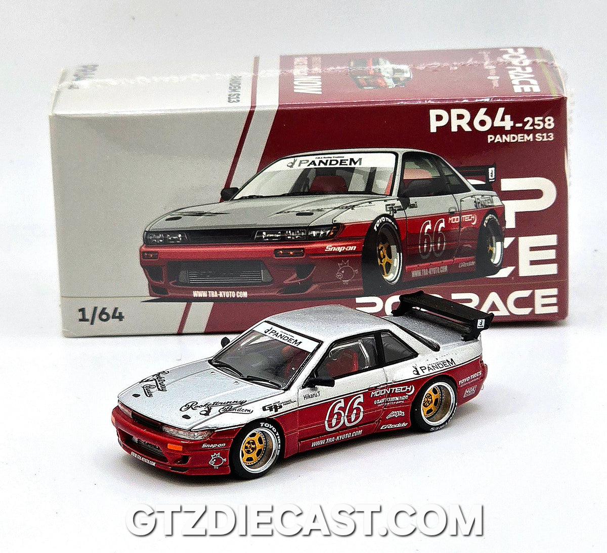 POPRACE 1/64 PANDEM SILVIA S13 - MOONTECH RED PR640258