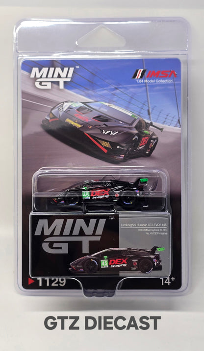 Mini GT 1:64 Lamborghini Huracán GT3 EVO2 #45 No.45 DEX Imaging 2024 IMSA Daytona 24 Hrs