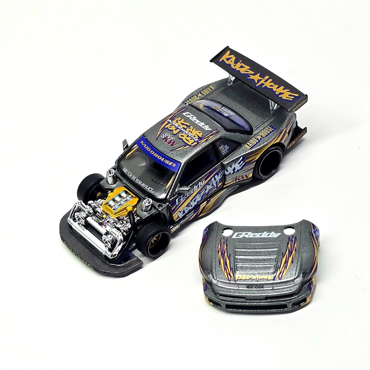 Kaido House x Mini GT Nissan Silvia S13-R Kaido Drift V1 Greddy – Gunmetal Gray