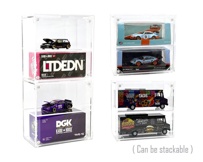 Showcase 1:64 2-Car Desk Top Collector Display Case (5"x2.5"x4.75") - MiJo Exclusives