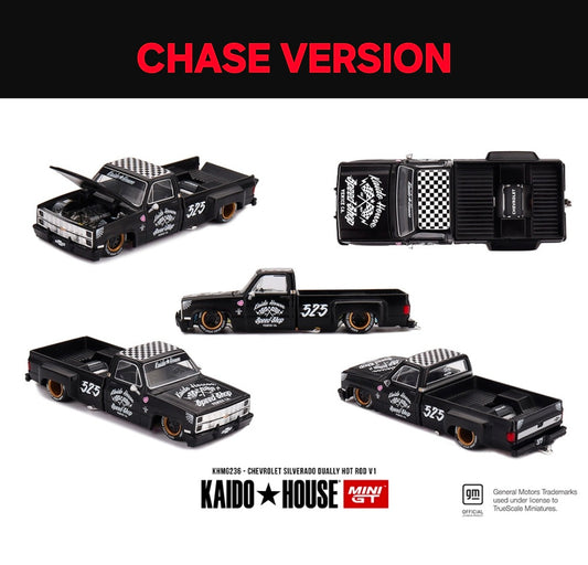 (CHASE) Kaido House x Mini GT Chevrolet Silverado Dually Hot Rod V1 – Flat Black