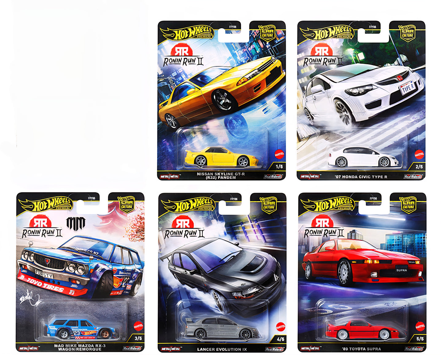 Hot Wheels 1:64 Car Culture 2025 M Case – Ronin Run II - 5 Cars Set