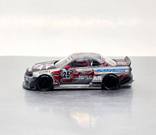 (CHASE) Kaido House x Mini GT 1:64 Nissan Skyline GT-R (R34) Kaido Star Racing V1- Silver