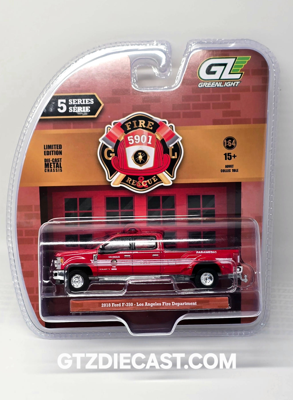 Greenlight 1:64 First Responder Series 5 – 2018 Ford F-350 Los Angeles Fire Department – Solid Pack