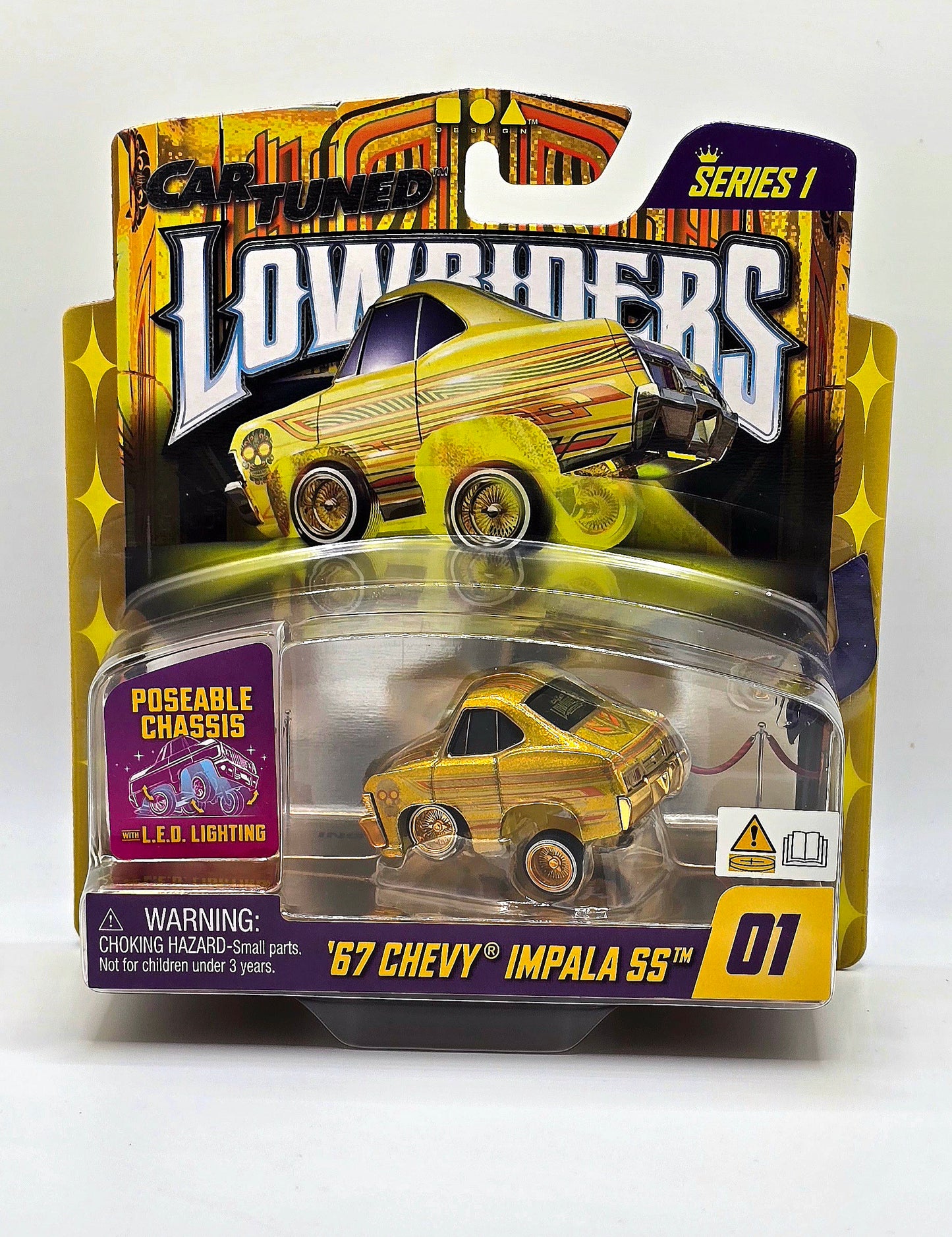 CarTuned 1:64 Lowriders SHOW GLOW Series 1 Assortment of 8 Styles 2025 – L.E.D. Light Up Chassis