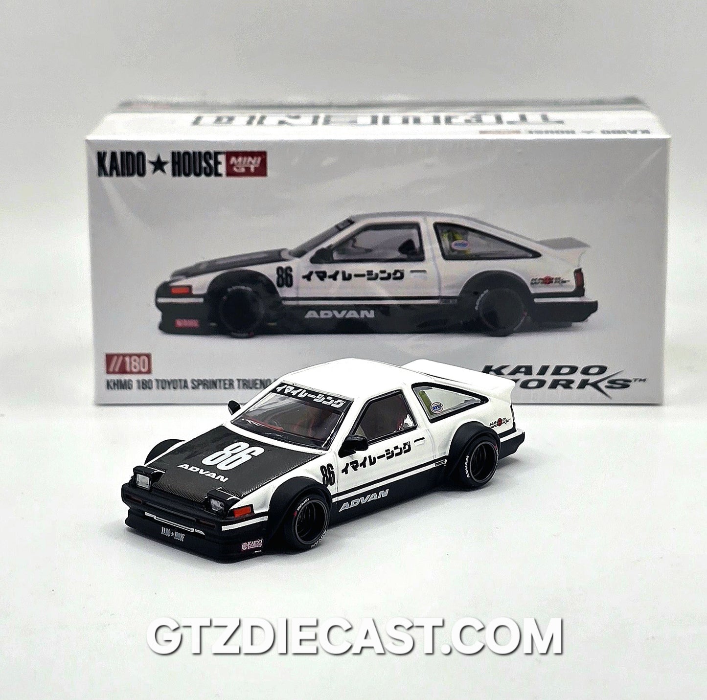 Kaido House x Mini GT 1:64 Toyota AE86 Sprinter Trueno Kaido Street V1- White