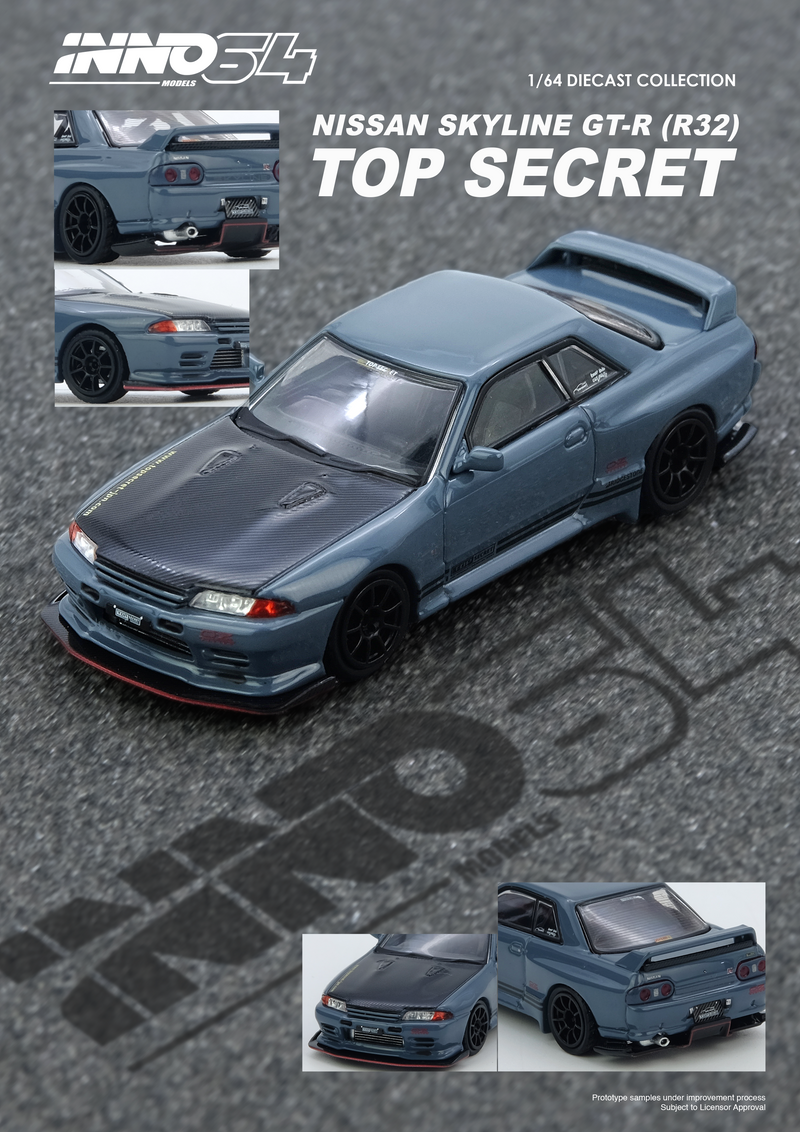 INNO64 1:64 Nissan Skyline GT-R (R32) TOP SECRET in Stealth Gray