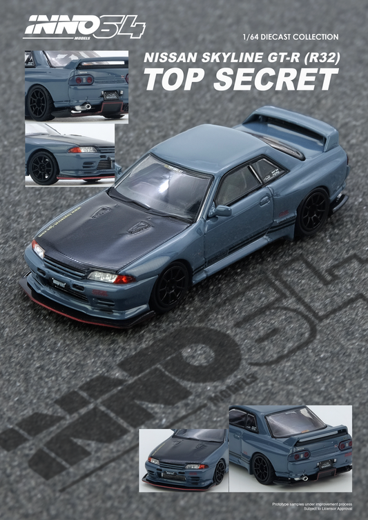 INNO64 1:64 Nissan Skyline GT-R (R32) TOP SECRET in Stealth Gray
