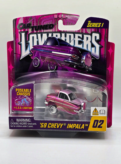 CarTuned 1:64 Lowriders SHOW GLOW Series 1 Assortment of 8 Styles 2025 – L.E.D. Light Up Chassis