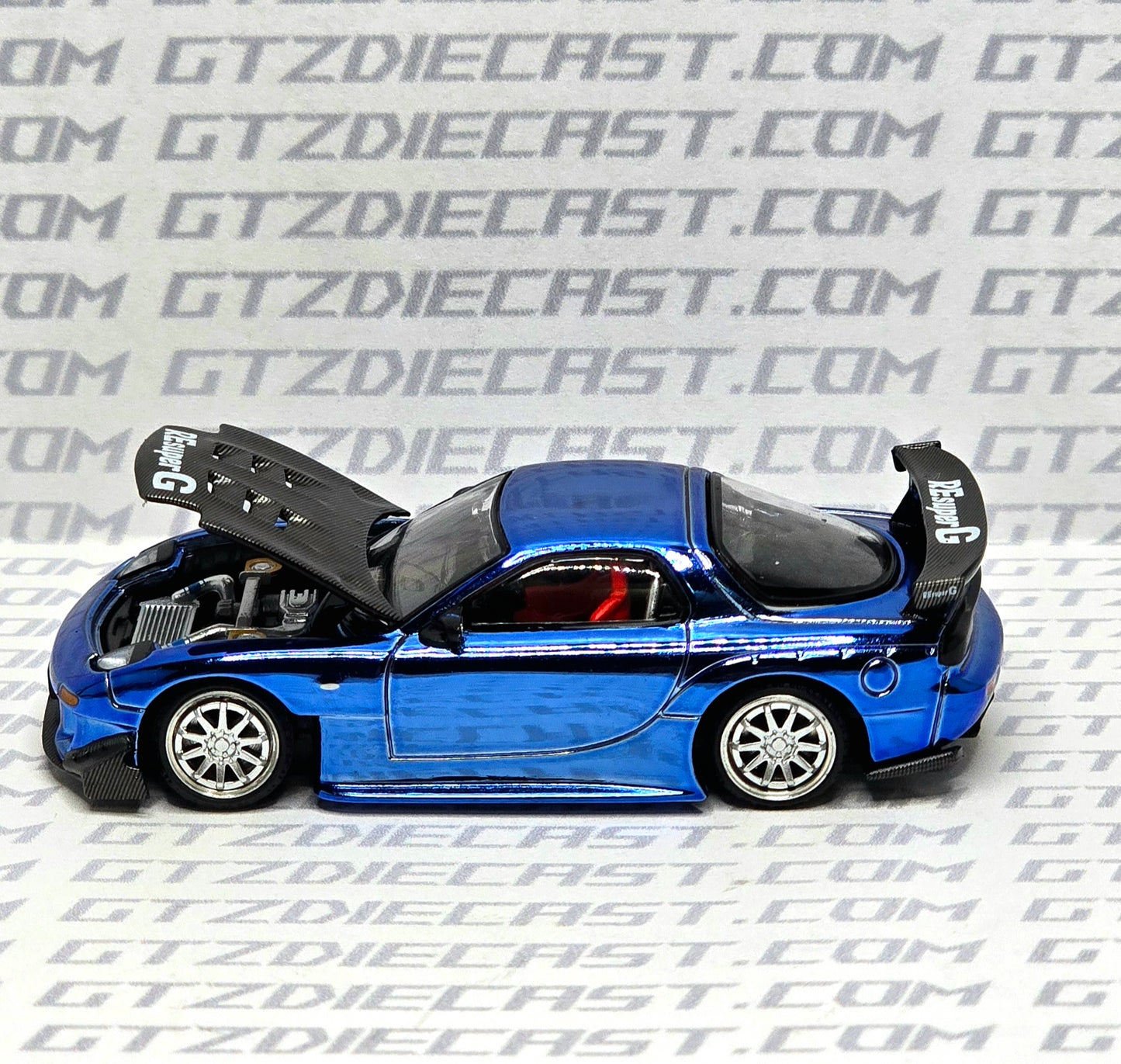 POPRACE PR64-223 MAZDA RX7 RE-AMEMIYA WIDEBODY BLUE CHROME 1/64 POP RACE RX-7