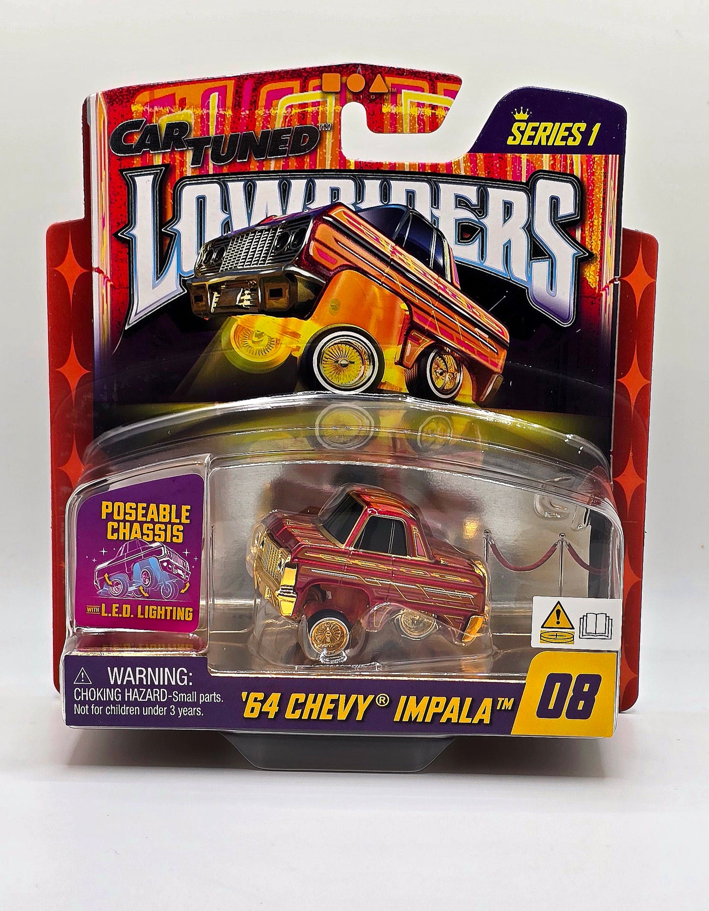 CarTuned 1:64 Lowriders SHOW GLOW Series 1 Assortment of 8 Styles 2025 – L.E.D. Light Up Chassis