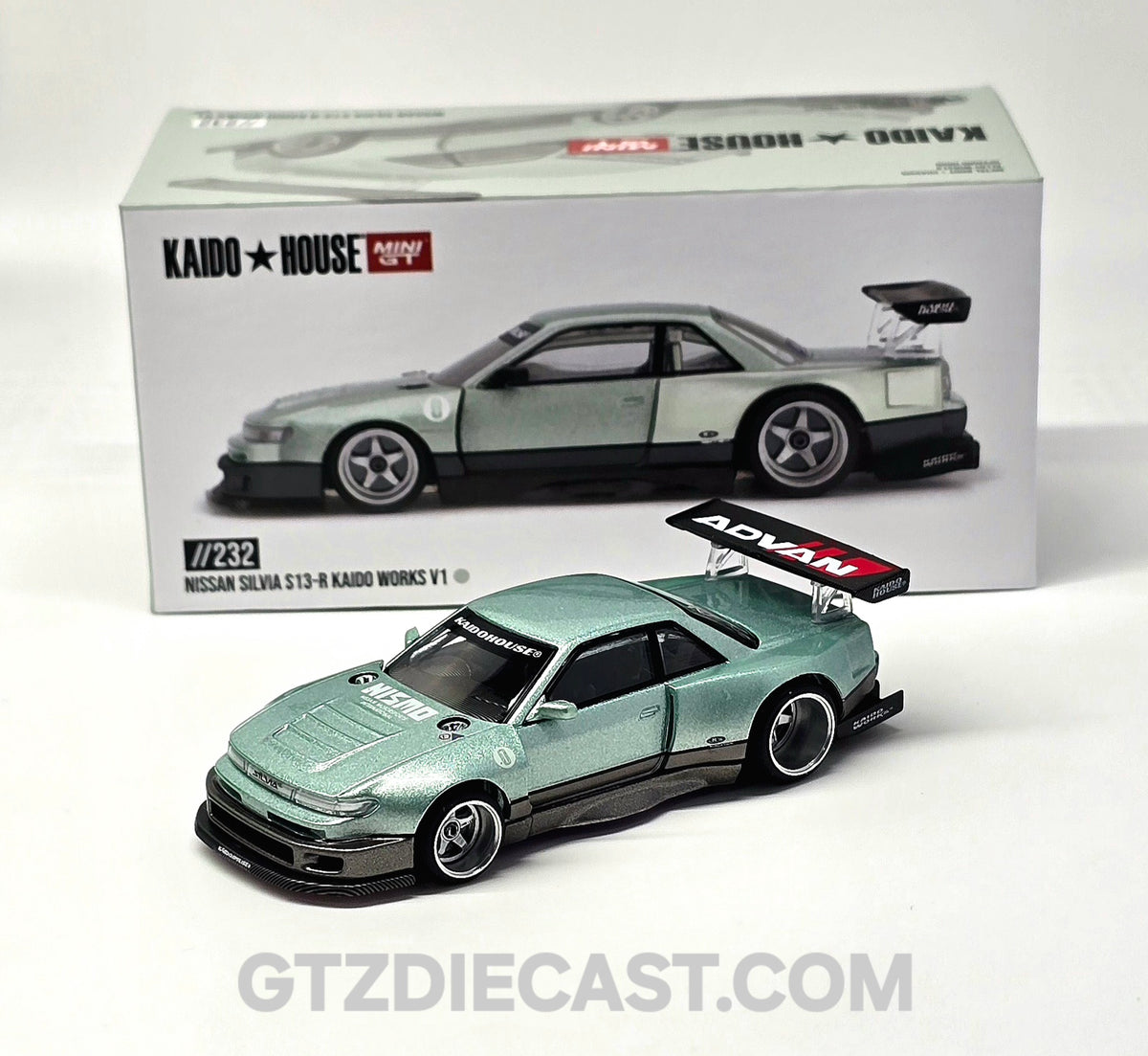 Kaido House x Mini GT Nissan Silvia S13-R – Sea Foam Green //232