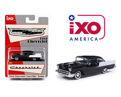 1957 Chevrolet One-Fifty Sedan – Onyx Black and India Ivory- Limited Edition IXO Model 1:64