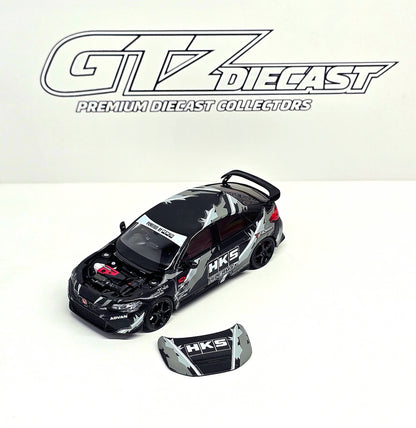Motorhelix 1/64 Honda Civic TYPE R (FL5) HKS Matte Black M65320
