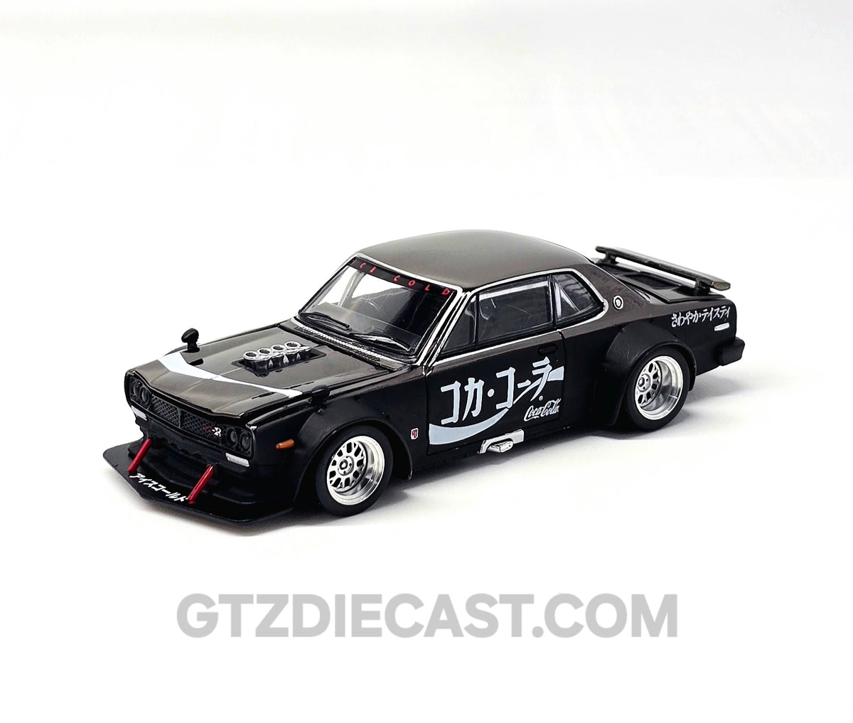 POPRACE 1/64 SKYLINE GT-R DRIFT (HAKOSUKA) - COCA COLA ZERO JP BLACK CHROME PR640161