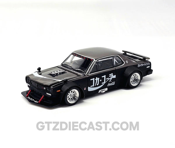 POPRACE 1/64 SKYLINE GT-R DRIFT (HAKOSUKA) - COCA COLA ZERO JP BLACK CHROME PR640161