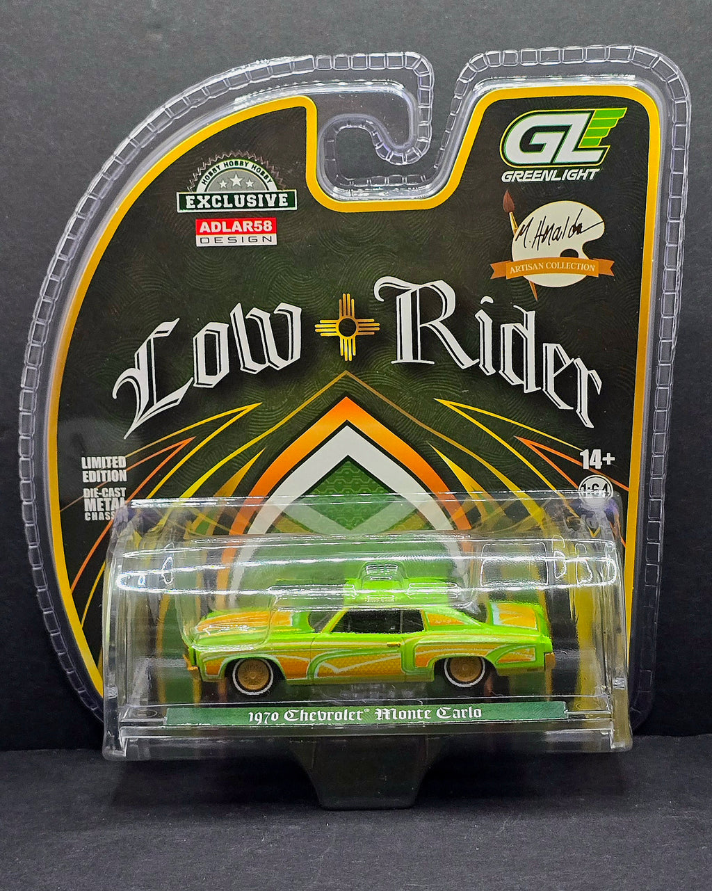 Greenlight 1:64 1970 Chevrolet Monte Carlo Lowrider – Michael Heralda Special Edition – Hobby Exclusive – Green