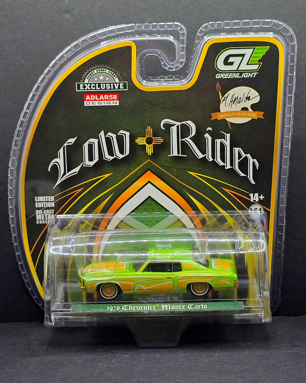 Greenlight 1:64 1970 Chevrolet Monte Carlo Lowrider – Michael Heralda Special Edition – Hobby Exclusive – Green