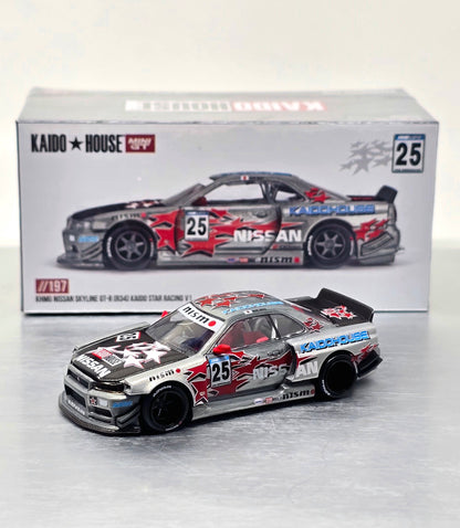 (CHASE) Kaido House x Mini GT 1:64 Nissan Skyline GT-R (R34) Kaido Star Racing V1- Silver