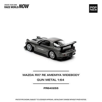 POPRACE PR64-255 Mazda RX-7 RE-AMEMIYA WIDEBODY GUN METAL 1/64 NEW POP RACE RX7