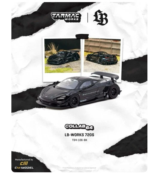 (COMING SOON) TARMAC COLLAB64 164 LB-WORKS 720S Black T64-106-BK