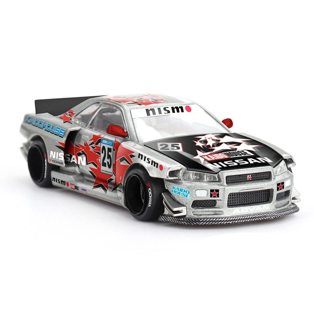 Nissan Skyline GT-R (R34) Kaido Star Racing V1- Silver - Kaido House x Mini GT 1:64