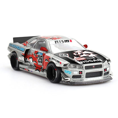 Nissan Skyline GT-R (R34) Kaido Star Racing V1- Silver - Kaido House x Mini GT 1:64