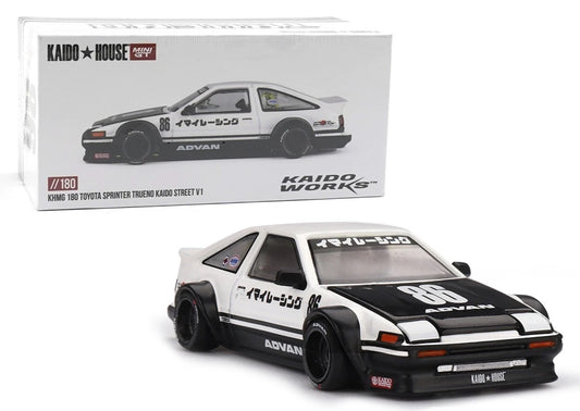 Toyota AE86 Sprinter Trueno Kaido Street V1- White Kaido House x Mini GT 1:64