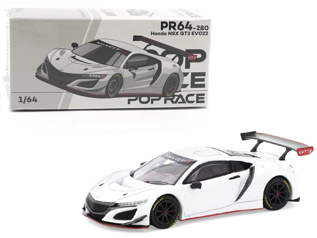 HONDA NSX GT3 EVO22 - WHITE PR640280 POP RACE 1:64 DIECAST MODEL