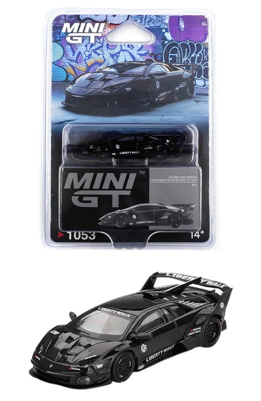 Mini GT 1:64 Lamborghini LB-Silhouette WORKS MURCIELAGO GT- Evo Black- Mijo Exclusives