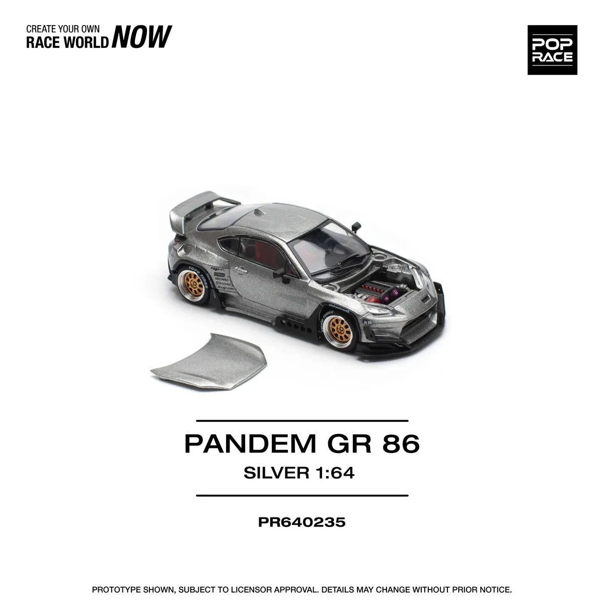 POPRACE 1/64 PANDEM GR86 - SILVER PR640235