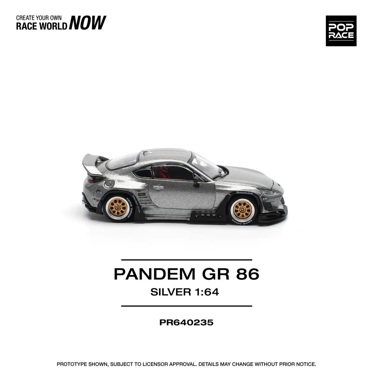 POPRACE 1/64 PANDEM GR86 - SILVER PR640235