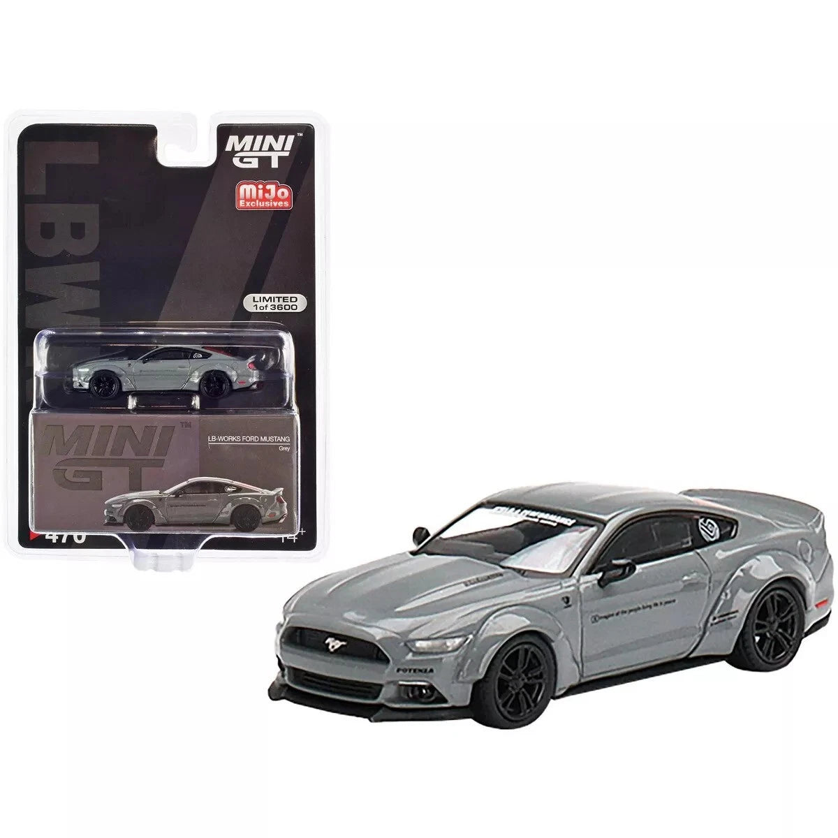 (pre order)Mini GT 1/64 Ford Mustang GT LB-Works Gray Metal Diecast Car Model #470