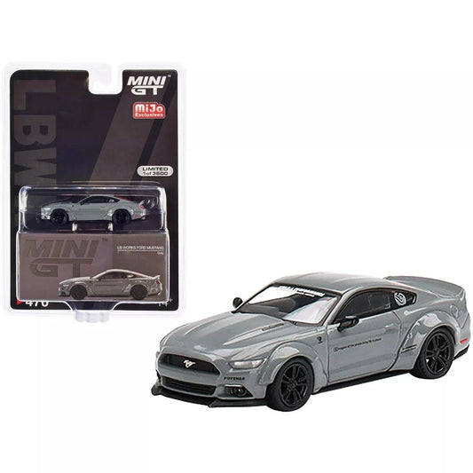 (pre order)Mini GT 1/64 Ford Mustang GT LB-Works Gray Metal Diecast Car Model #470