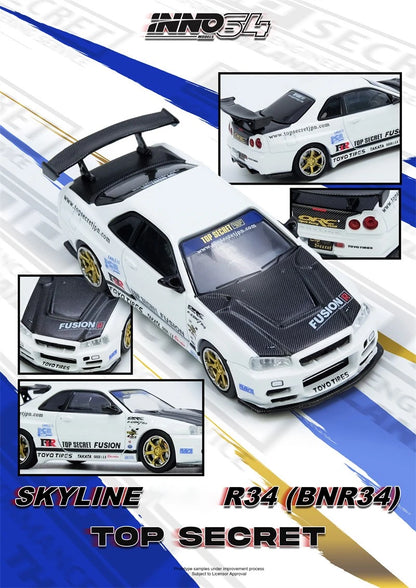 INNO64 GT-R (R-34)  TOP SECRET R34 White 1:64 SCALE