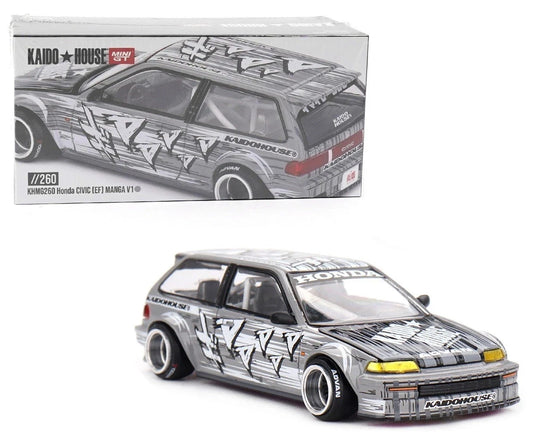 Honda Civic (EF) Kaido Manga V1 – Silver - Kaido House x Mini GT 1:64