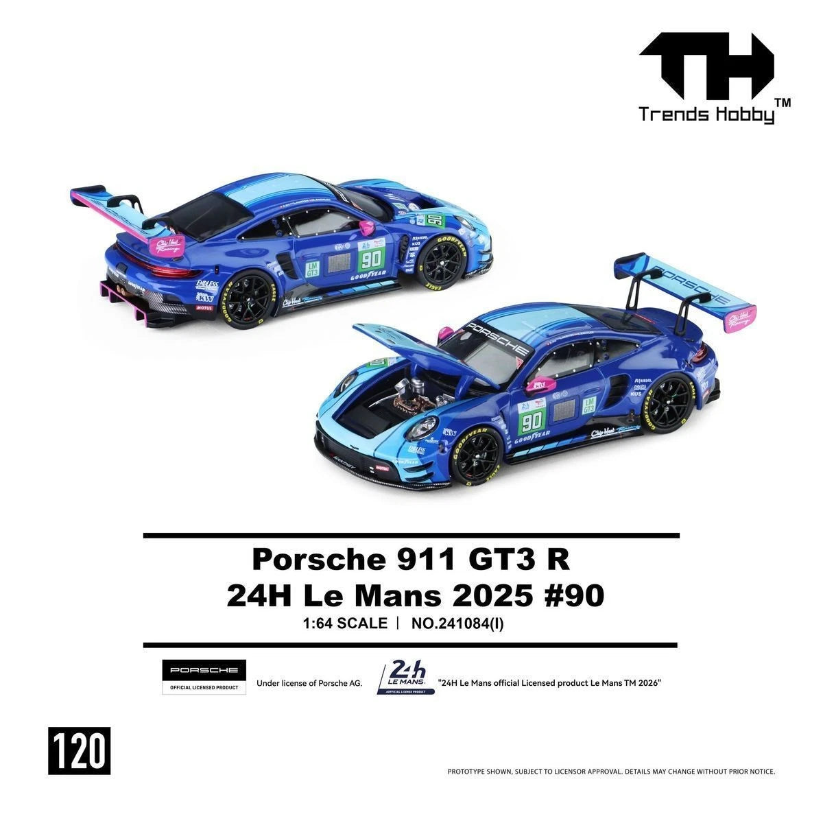 (COMING SOON) Porsche 911 GT3 R #90 2025 Le Mans 24H 1:64 Diecast Model Car