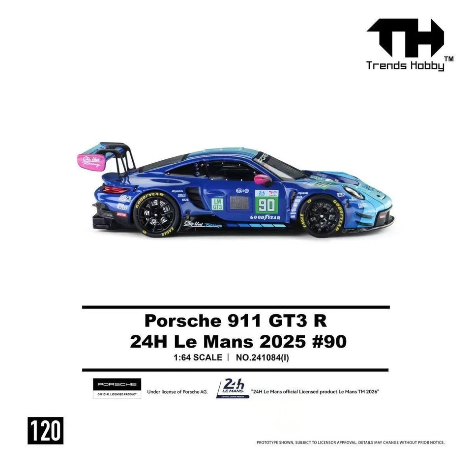 (COMING SOON) Porsche 911 GT3 R #90 2025 Le Mans 24H 1:64 Diecast Model Car