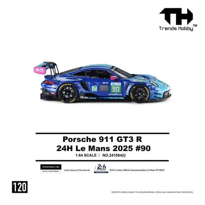 (COMING SOON) Porsche 911 GT3 R #90 2025 Le Mans 24H 1:64 Diecast Model Car
