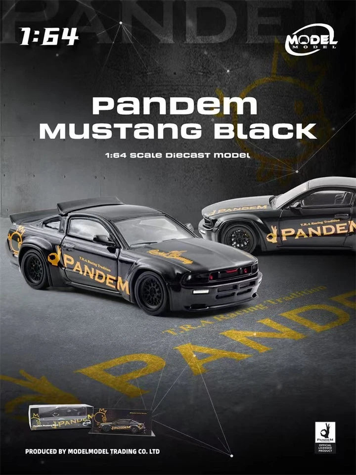 Model Model 1:64 Pandem Mustang Black Diecast Model Car