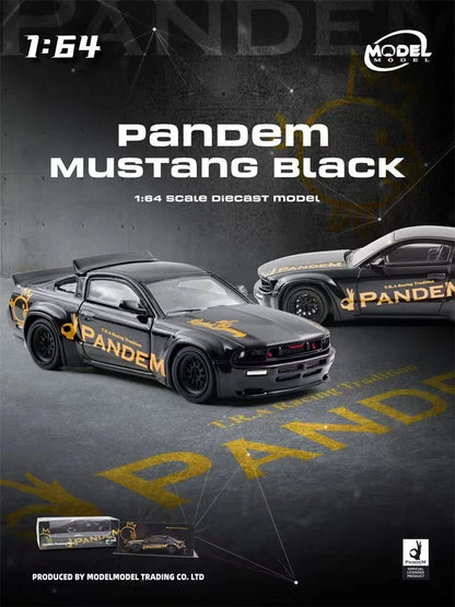 Model Model 1:64 Pandem Mustang Black Diecast Model Car