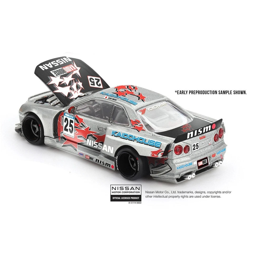 Nissan Skyline GT-R (R34) Kaido Star Racing V1- Silver - Kaido House x Mini GT 1:64